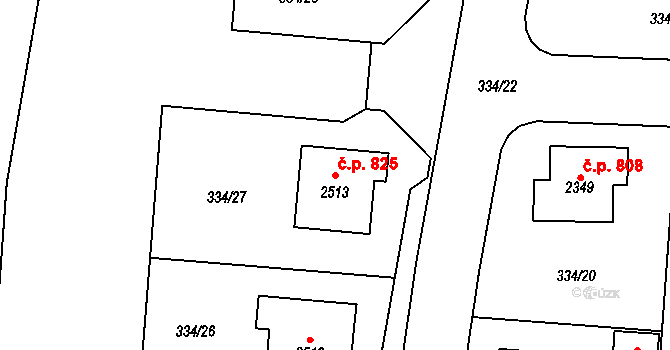 Přibyslav 825 na parcele st. 2513 v KÚ Přibyslav, Katastrální mapa
