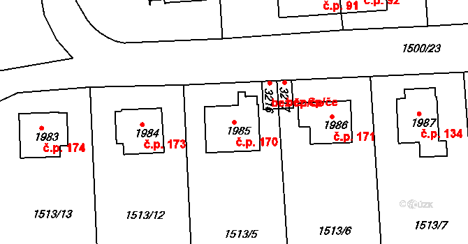 Nádražní Předměstí 170, Český Krumlov na parcele st. 1985 v KÚ Český Krumlov, Katastrální mapa