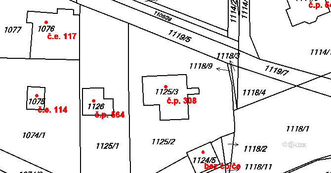 Senec 308, Zruč-Senec na parcele st. 1125/3 v KÚ Senec u Plzně, Katastrální mapa