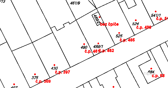 Kryry 461 na parcele st. 490 v KÚ Kryry, Katastrální mapa