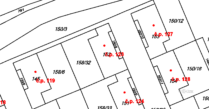 Liběšice 123 na parcele st. 152 v KÚ Liběšice u Žatce, Katastrální mapa
