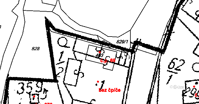 Černíny 69 na parcele st. 403 v KÚ Černíny, Katastrální mapa