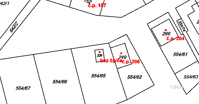Kravsko 94279861 na parcele st. 326 v KÚ Kravsko, Katastrální mapa