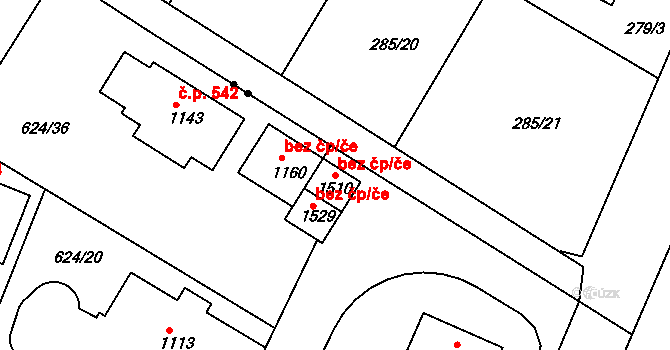 Kamenice 94977861 na parcele st. 1510 v KÚ Těptín, Katastrální mapa