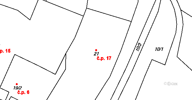 Chlístov 17 na parcele st. 21 v KÚ Chlístov u Dobrušky, Katastrální mapa