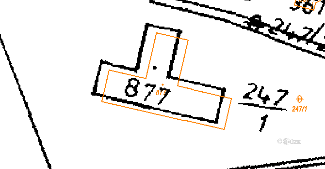 Kácov 350 na parcele st. 877 v KÚ Kácov, Katastrální mapa
