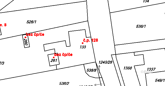 Mantov 128, Chotěšov na parcele st. 133 v KÚ Mantov, Katastrální mapa