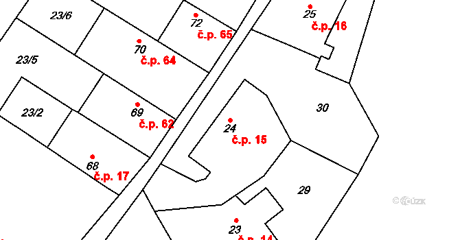 Kluky 15 na parcele st. 24 v KÚ Kluky u Čáslavi, Katastrální mapa