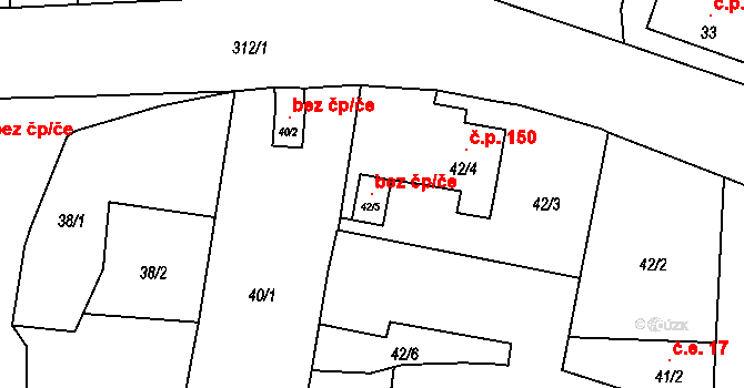 Heřmanova Huť 117389862 na parcele st. 42/5 v KÚ Dolní Sekyřany, Katastrální mapa