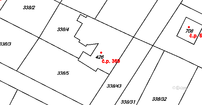 Cerhenice 369 na parcele st. 426 v KÚ Cerhenice, Katastrální mapa