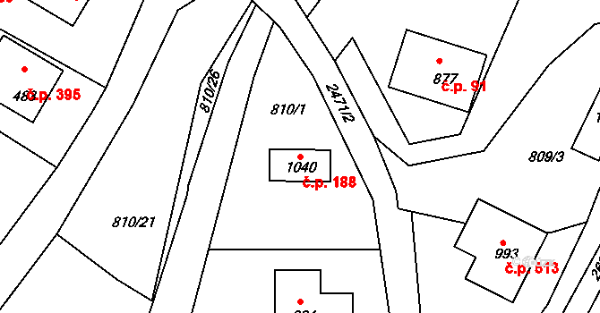 Studená 188 na parcele st. 1040 v KÚ Studená, Katastrální mapa