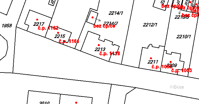 Tachov 1118 na parcele st. 2213 v KÚ Tachov, Katastrální mapa