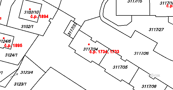 Tachov 1733,1734 na parcele st. 3117/34 v KÚ Tachov, Katastrální mapa