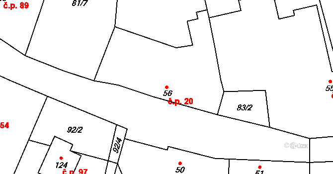 Suchá 20, Nechanice na parcele st. 56 v KÚ Suchá u Nechanic, Katastrální mapa