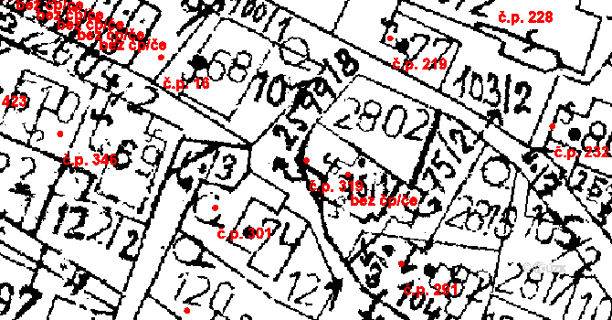 Kamenický Šenov 319 na parcele st. 75/1 v KÚ Kamenický Šenov, Katastrální mapa