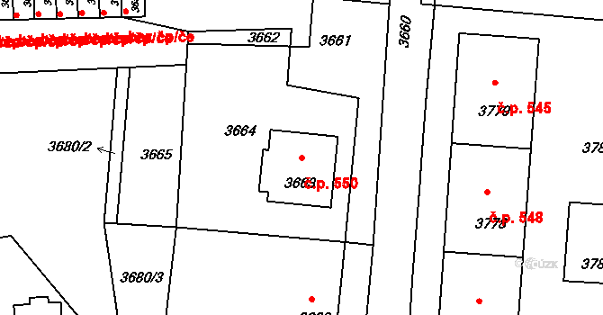 Mimoň I 550, Mimoň na parcele st. 3663 v KÚ Mimoň, Katastrální mapa