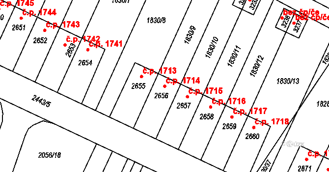 Hořice 1714 na parcele st. 2656 v KÚ Hořice v Podkrkonoší, Katastrální mapa