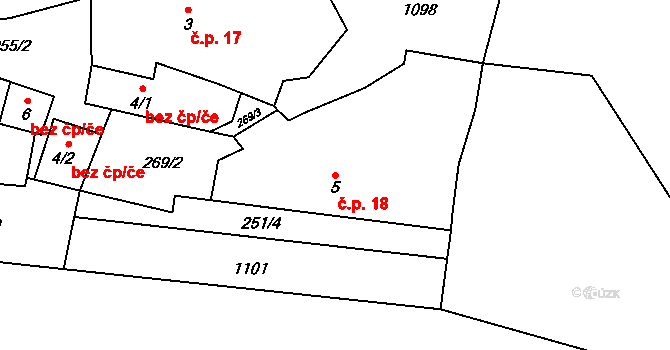 Zahorčice 18, Lnáře na parcele st. 5 v KÚ Zahorčice u Lnář, Katastrální mapa