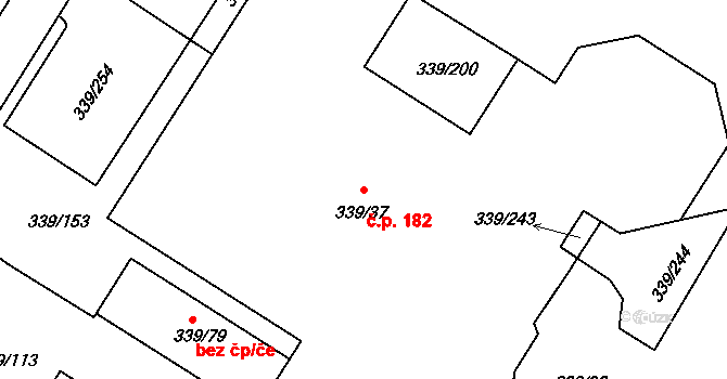 Hatě 182, Chvalovice na parcele st. 339/37 v KÚ Chvalovice, Katastrální mapa