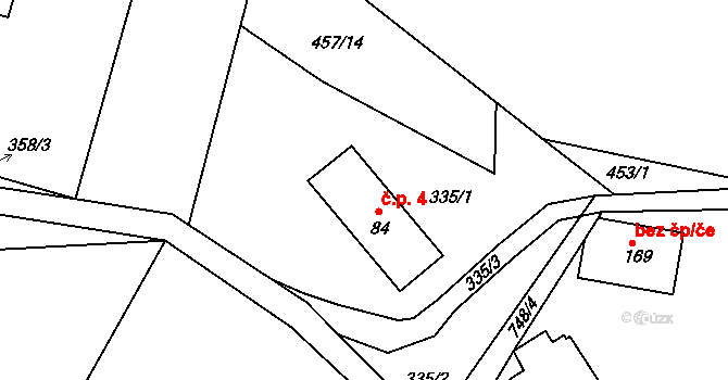 Těpeře 4, Železný Brod na parcele st. 84 v KÚ Chlístov u Železného Brodu, Katastrální mapa