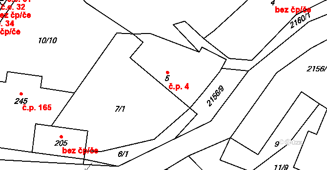 Nový Rychnov 4 na parcele st. 5 v KÚ Nový Rychnov, Katastrální mapa