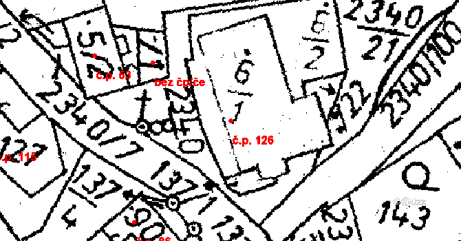 Těmice 126 na parcele st. 6/1 v KÚ Těmice u Kamenice nad Lipou, Katastrální mapa