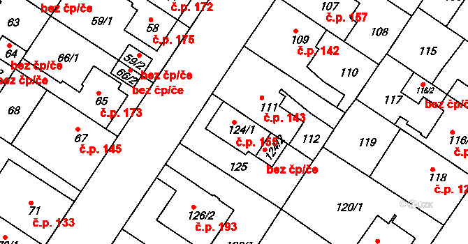 Prosetice 155, Teplice na parcele st. 124/1 v KÚ Prosetice, Katastrální mapa