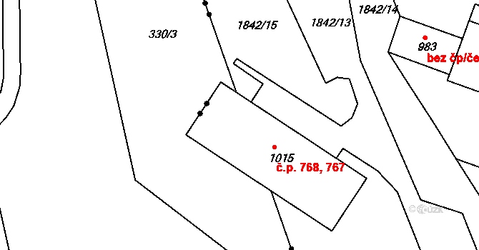 Česká Kamenice 767,768 na parcele st. 1015 v KÚ Česká Kamenice, Katastrální mapa