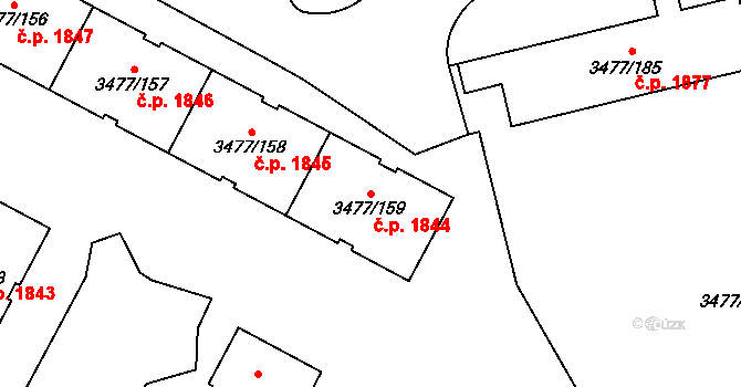 Břevnov 1844, Praha na parcele st. 3477/159 v KÚ Břevnov, Katastrální mapa