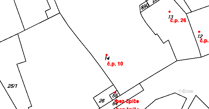 Chramosty 10, Dublovice na parcele st. 14 v KÚ Chramosty, Katastrální mapa