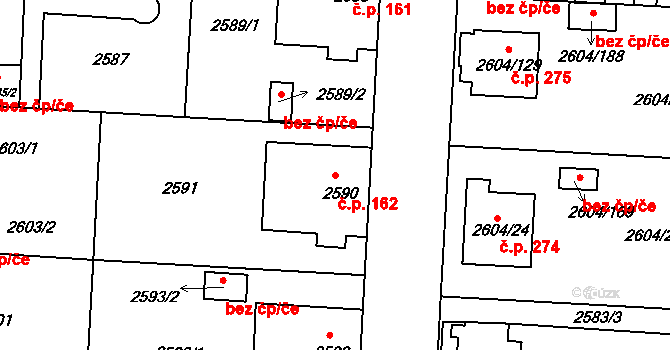 Příbram IV 162, Příbram na parcele st. 2590 v KÚ Příbram, Katastrální mapa