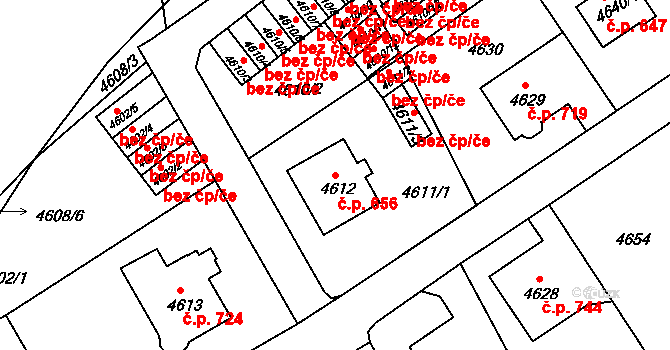 Liberec III-Jeřáb 656, Liberec na parcele st. 4612 v KÚ Liberec, Katastrální mapa