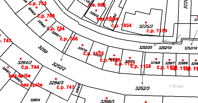 Kuřim 1126 na parcele st. 3257/3 v KÚ Kuřim, Katastrální mapa