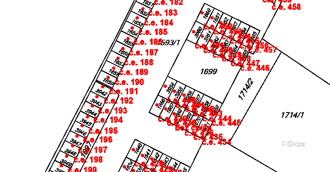 Kuřim 440 na parcele st. 3954 v KÚ Kuřim, Katastrální mapa