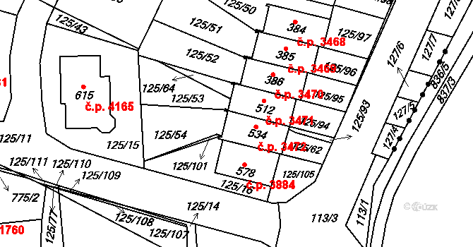 Havlíčkův Brod 3472 na parcele st. 534 v KÚ Perknov, Katastrální mapa