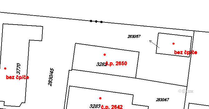 Rožnov pod Radhoštěm 2650 na parcele st. 3282 v KÚ Rožnov pod Radhoštěm, Katastrální mapa