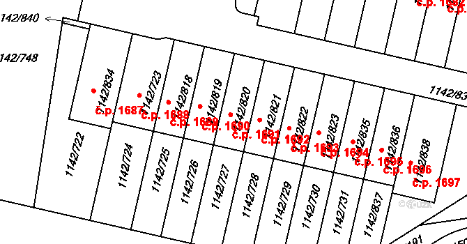 Řepy 1691, Praha na parcele st. 1142/820 v KÚ Řepy, Katastrální mapa