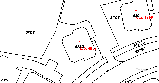 Proseč nad Nisou 4857, Jablonec nad Nisou na parcele st. 673/8 v KÚ Proseč nad Nisou, Katastrální mapa