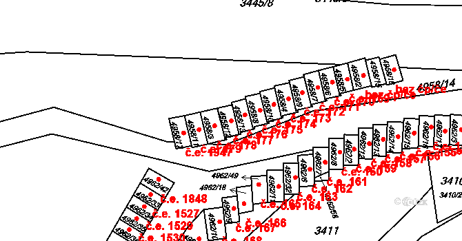 Znojmo 177 na parcele st. 4958/12 v KÚ Znojmo-město, Katastrální mapa