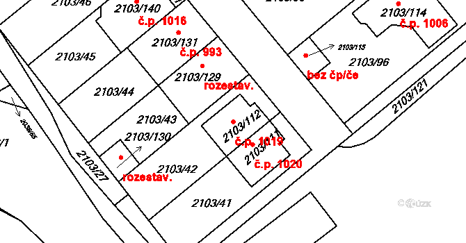 Dolní Bojanovice 1019 na parcele st. 2103/112 v KÚ Dolní Bojanovice, Katastrální mapa