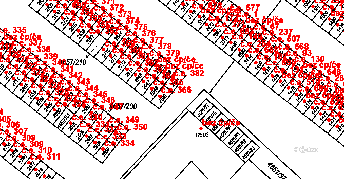 Veselí nad Moravou 382 na parcele st. 2654 v KÚ Veselí-Předměstí, Katastrální mapa