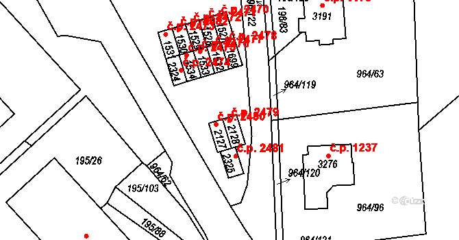 Sezimovo Ústí 2479 na parcele st. 2128 v KÚ Sezimovo Ústí, Katastrální mapa