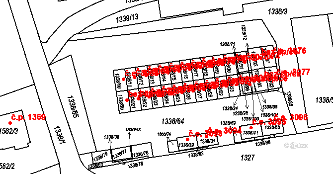 Prostřední Suchá 3086, Havířov na parcele st. 1338/24 v KÚ Prostřední Suchá, Katastrální mapa