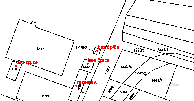 Střelice 46028862 na parcele st. 1398/2 v KÚ Střelice u Brna, Katastrální mapa