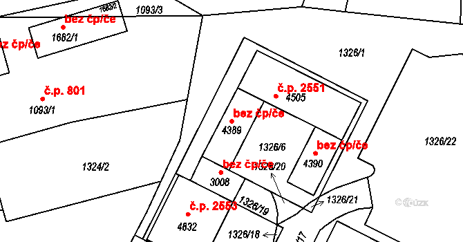 Rožnov pod Radhoštěm 47938862 na parcele st. 4389 v KÚ Rožnov pod Radhoštěm, Katastrální mapa