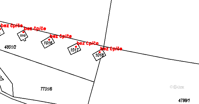 Slavonice 48870862 na parcele st. 1018 v KÚ Slavonice, Katastrální mapa