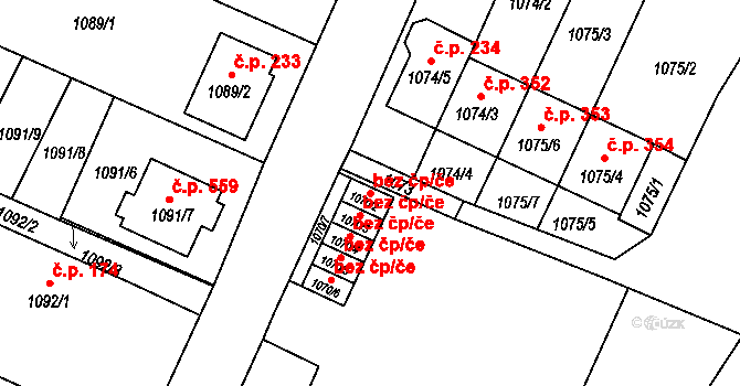 Dačice 49008862 na parcele st. 1070/2 v KÚ Dačice, Katastrální mapa