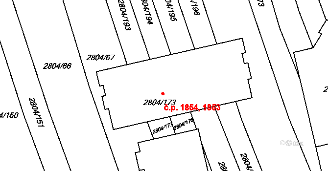 Šlapanice 1853,1854 na parcele st. 2804/173 v KÚ Šlapanice u Brna, Katastrální mapa