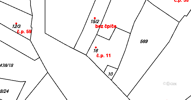 Blatnice 11 na parcele st. 16 v KÚ Blatnice u Nýřan, Katastrální mapa