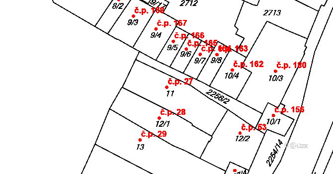 Sušice I 27, Sušice na parcele st. 11 v KÚ Sušice nad Otavou, Katastrální mapa